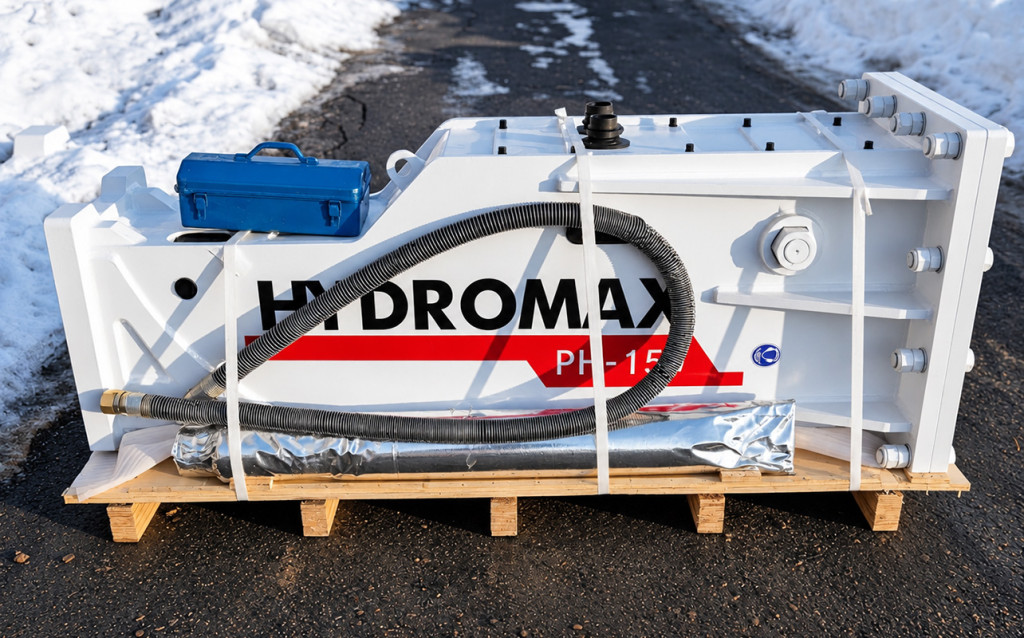 Гидромолот HydroMax PH-15 с гидравлическими шлангами и креплением для экскаватора.jpg